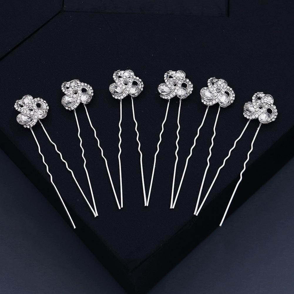 Bridal accessories Alloy flower rhinestone hairpin tray hair pin 641312692617 - COCOMELODY